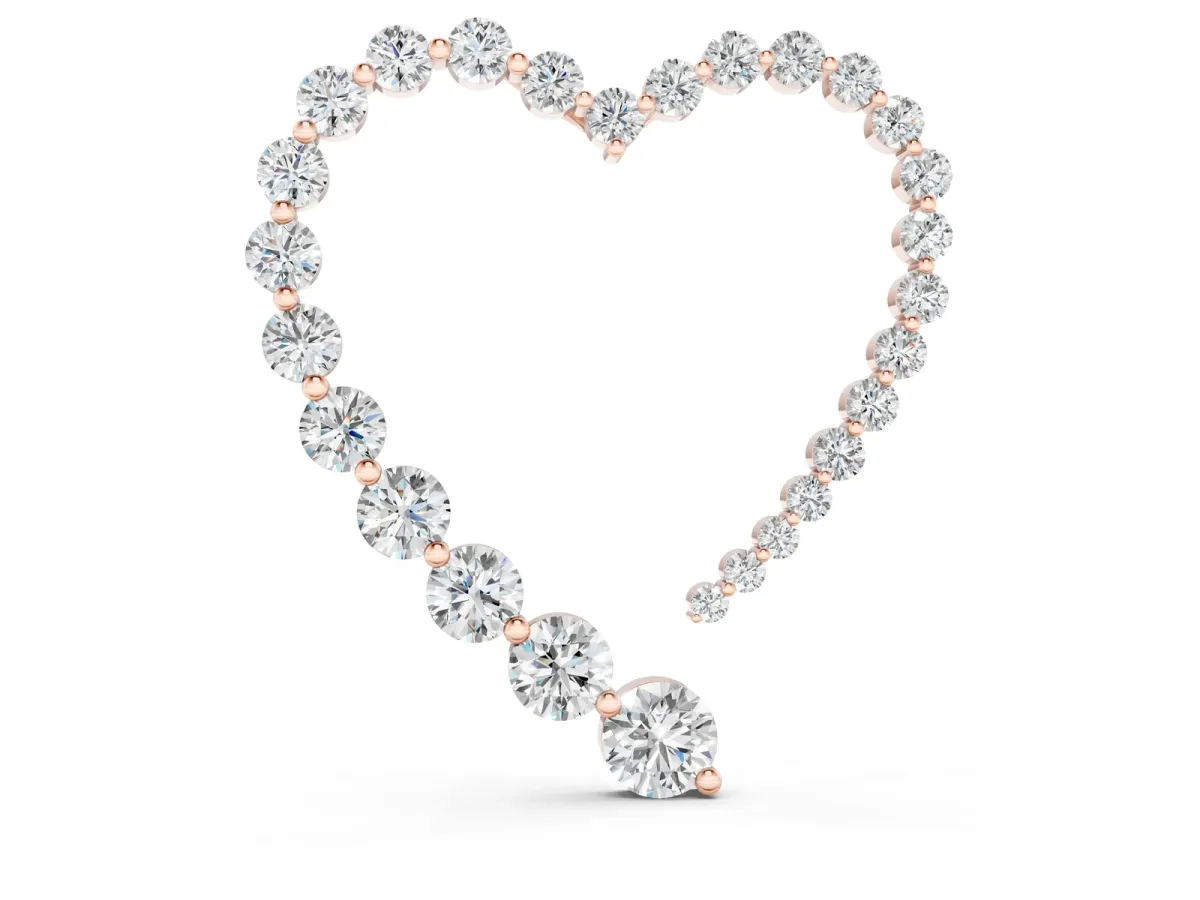 Round Diamond Heart Pendant with Prong Setting Rose gold