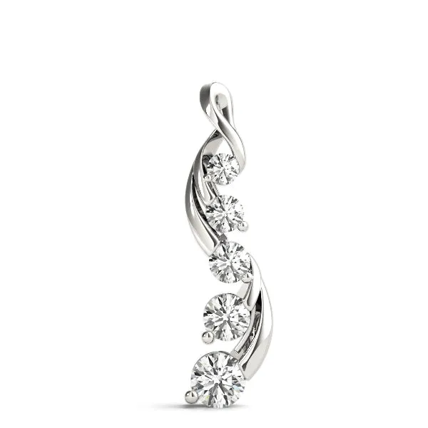 Round Brilliant Diamond Prong Set Pendant White gold