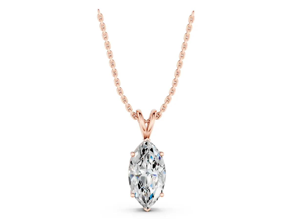 Marquise Diamond Solitaire Pendant with Prong Setting Rose gold