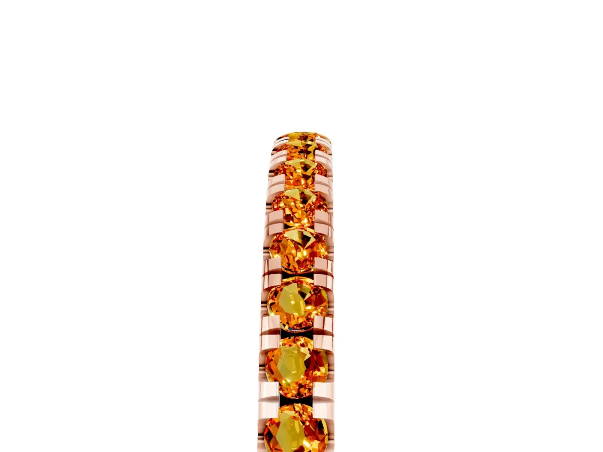 Pavé Round Citrine Half Eternity Band with Shared Prong Setting Rose gold