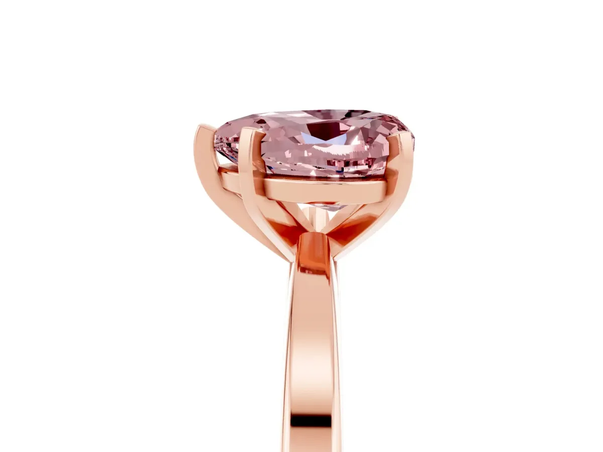 Heart Cut Morganite Solitaire Engagement Ring with Classic Band and Four-Prong Setting Rose gold