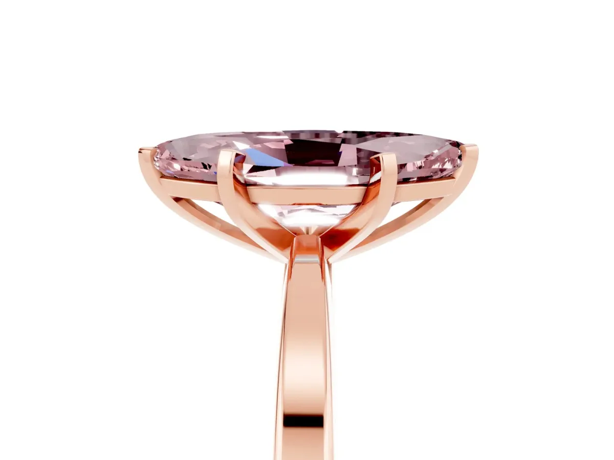Marquise Cut Morganite Solitaire Engagement Ring with Classic Band and Four-Prong Setting Rose gold