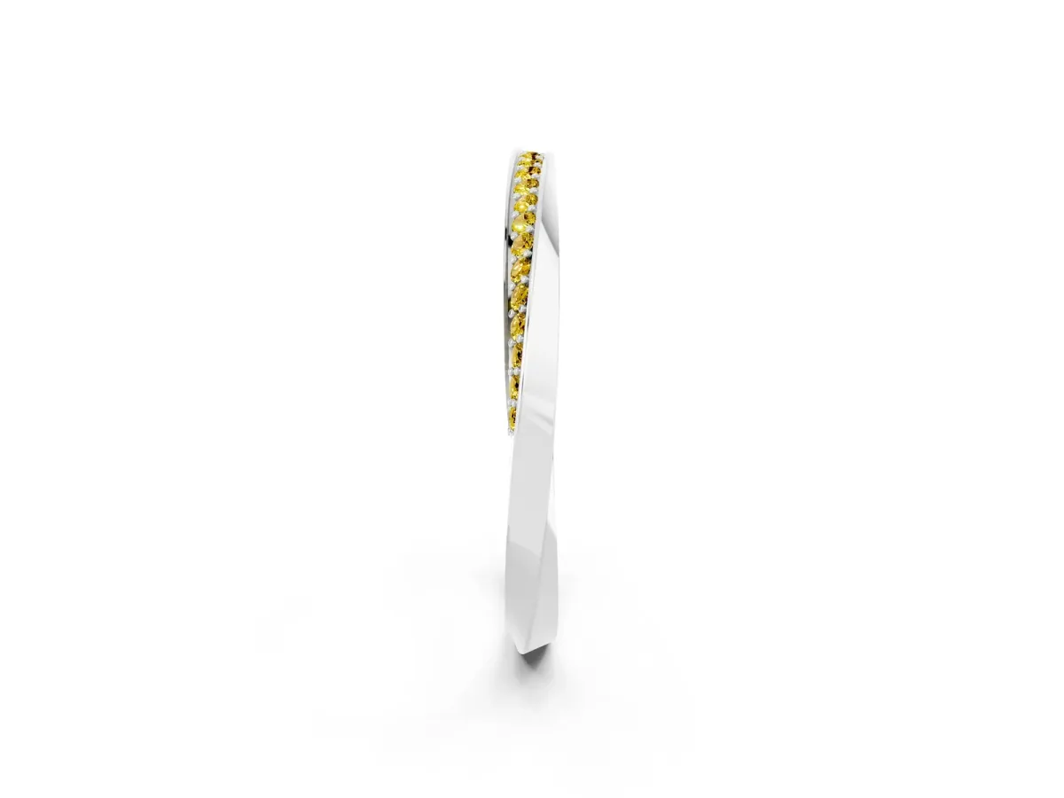 Pavé Round Yellow Sapphire Twist Band White gold