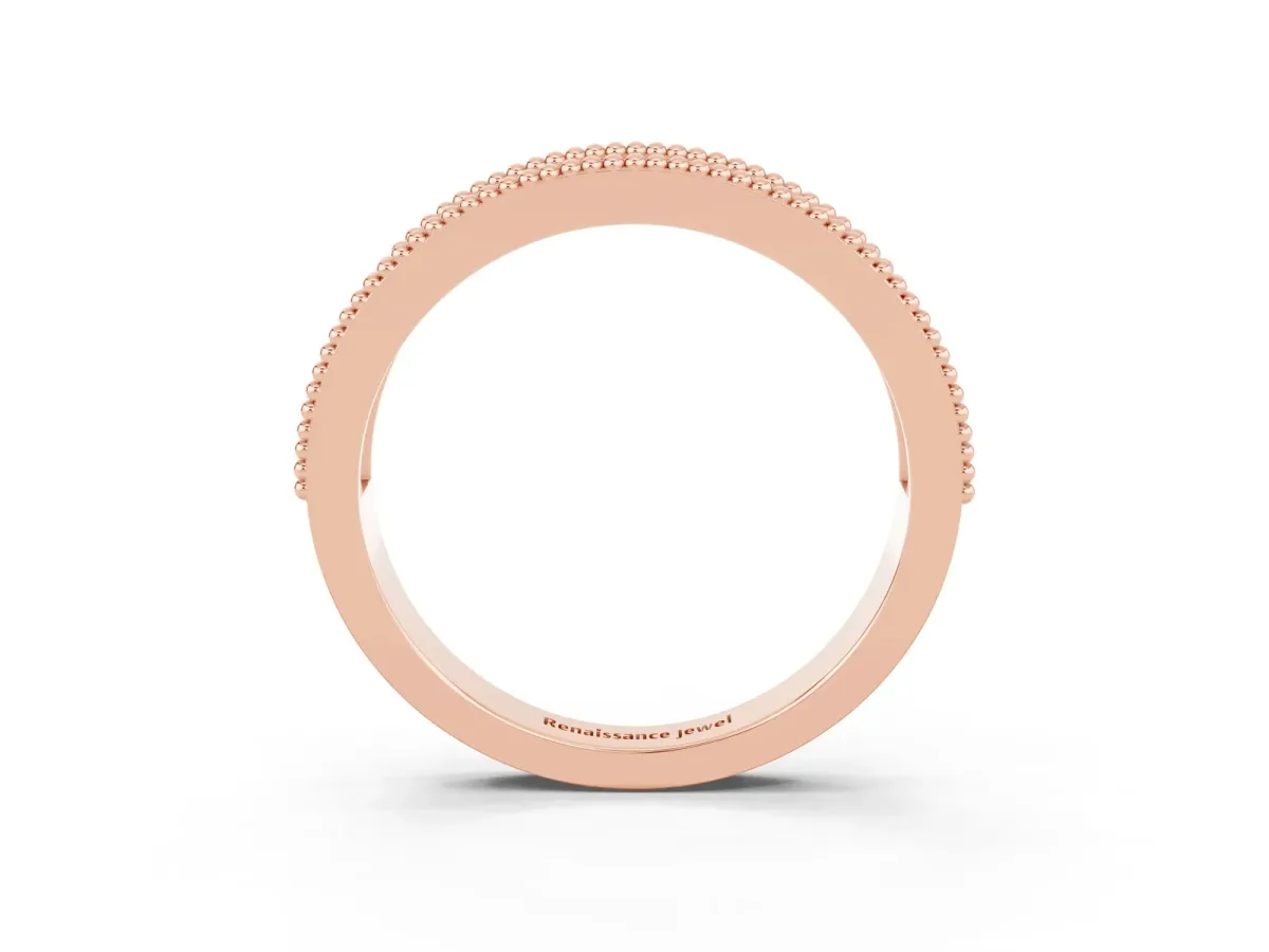 Round Moissanite Twist Milgrain Band with Bezel Setting Rose gold