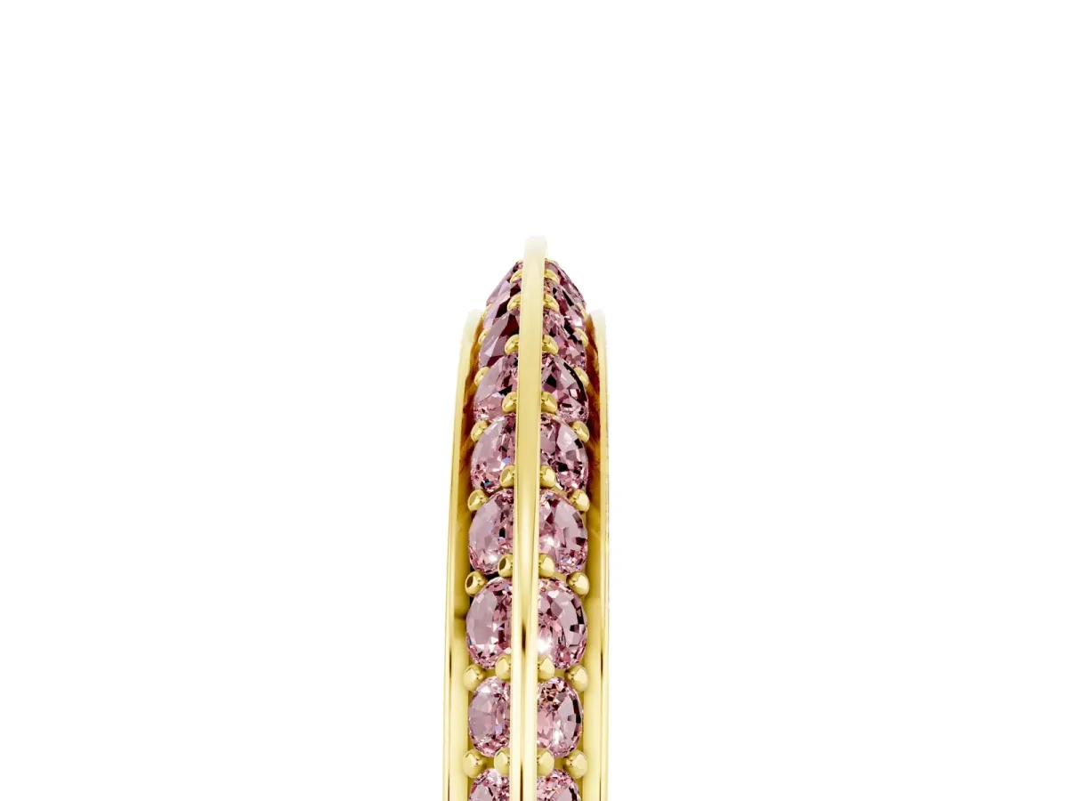 Double Row Pavé Round Morganite Eternity Band with Channel Setting Yellow gold