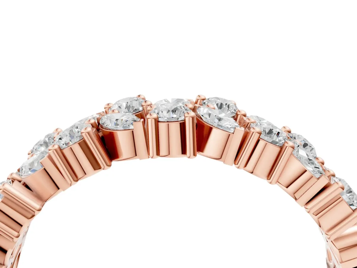 Pave Marquise and Round Diamond Eternity Band with Prong Setting Rose gold