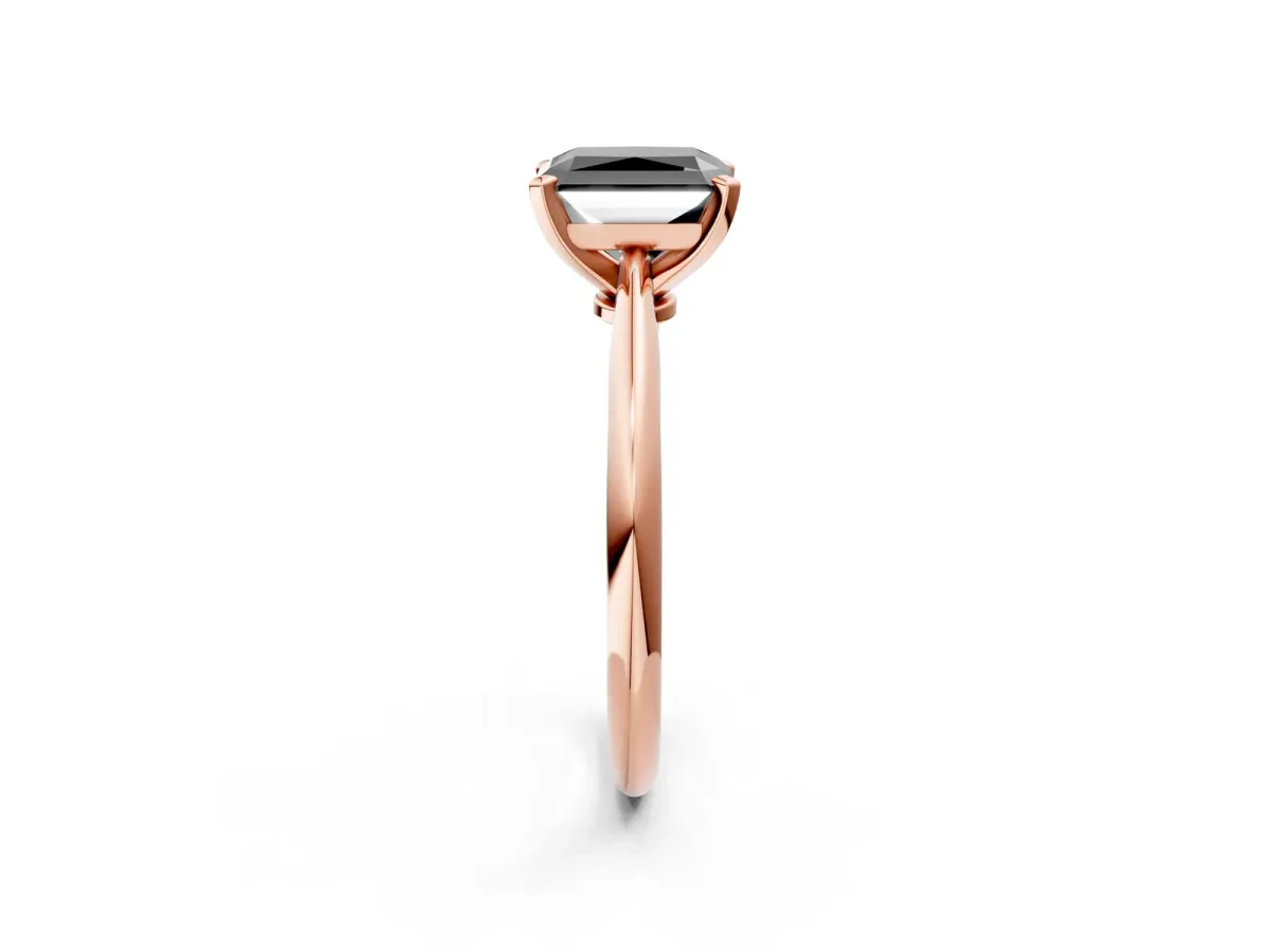 Fancy Black Radiant Cut Diamond Solitaire Engagement Ring with Classic Band and Four-Prong Setting Rose gold
