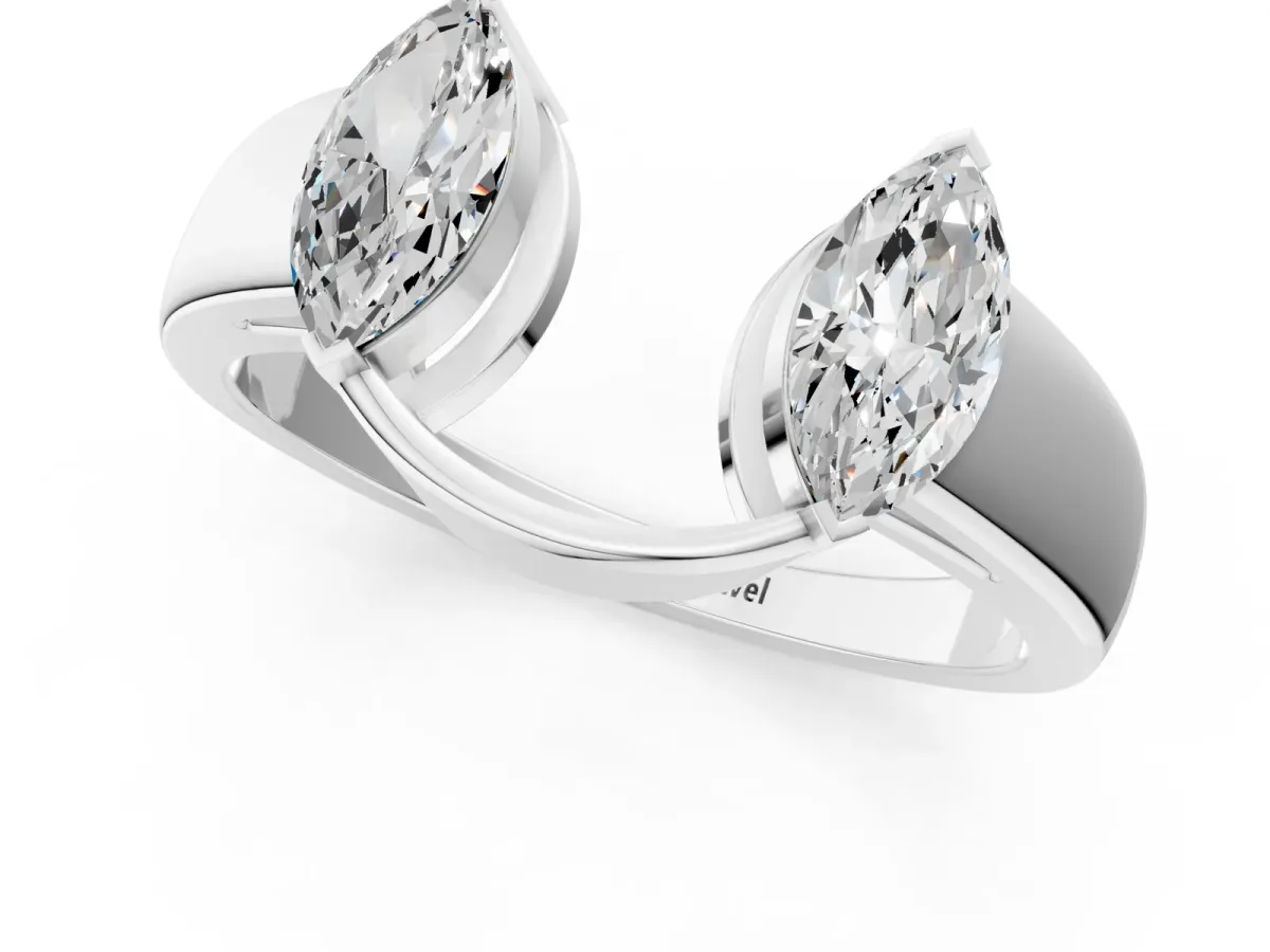 Marquise Diamond Open Band Ring with Tension Setting White gold