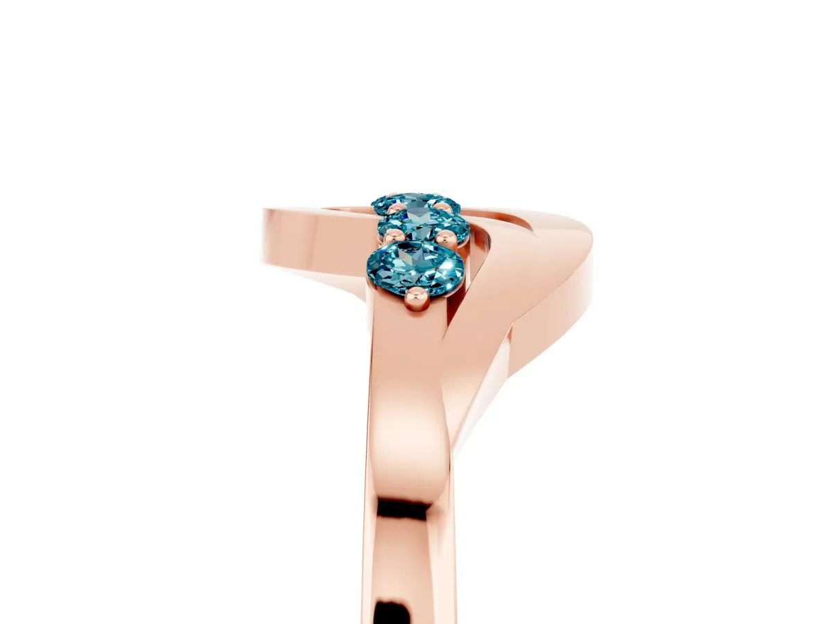 Five-Stone Round Blue Topaz Crossover Band with Prong Setting Rose gold