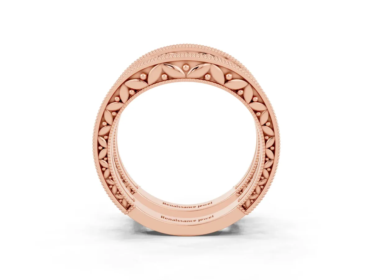 Round Ruby Milgrain Eternity Band with Channel Setting Rose gold