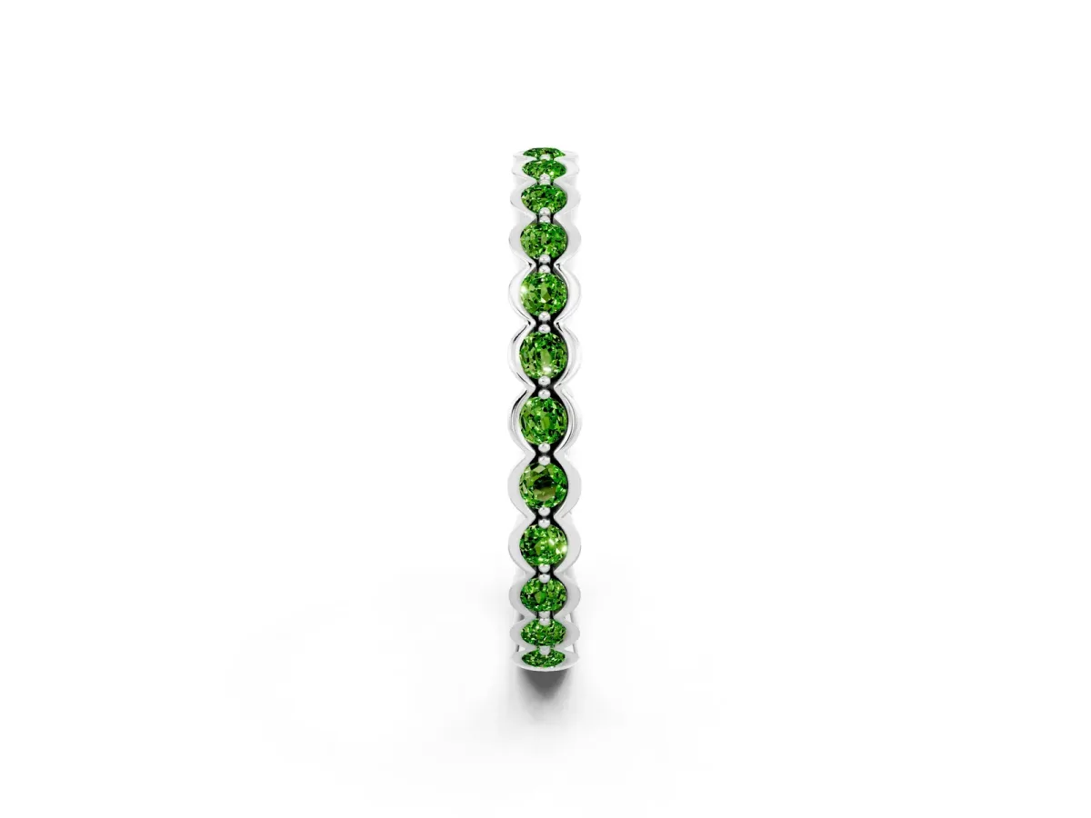 Round Peridot Bezel Set Eternity Band Platinum