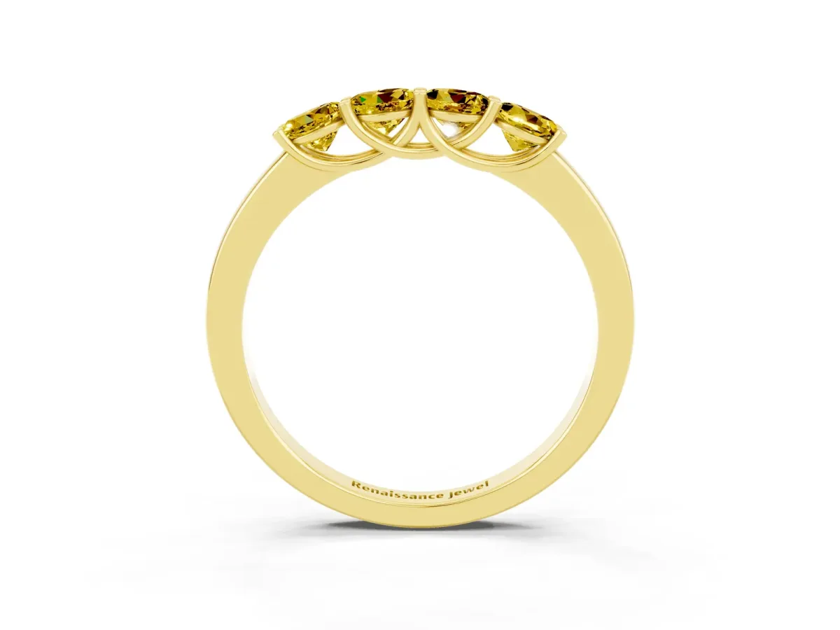 Four-Stone Round Yellow Sapphire Prong-Set Band Yellow gold