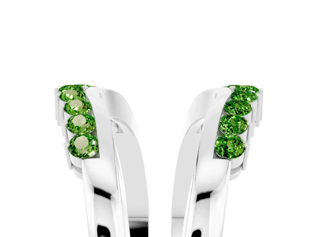 Round Peridot Chevron Contour Band with Prong Setting White gold