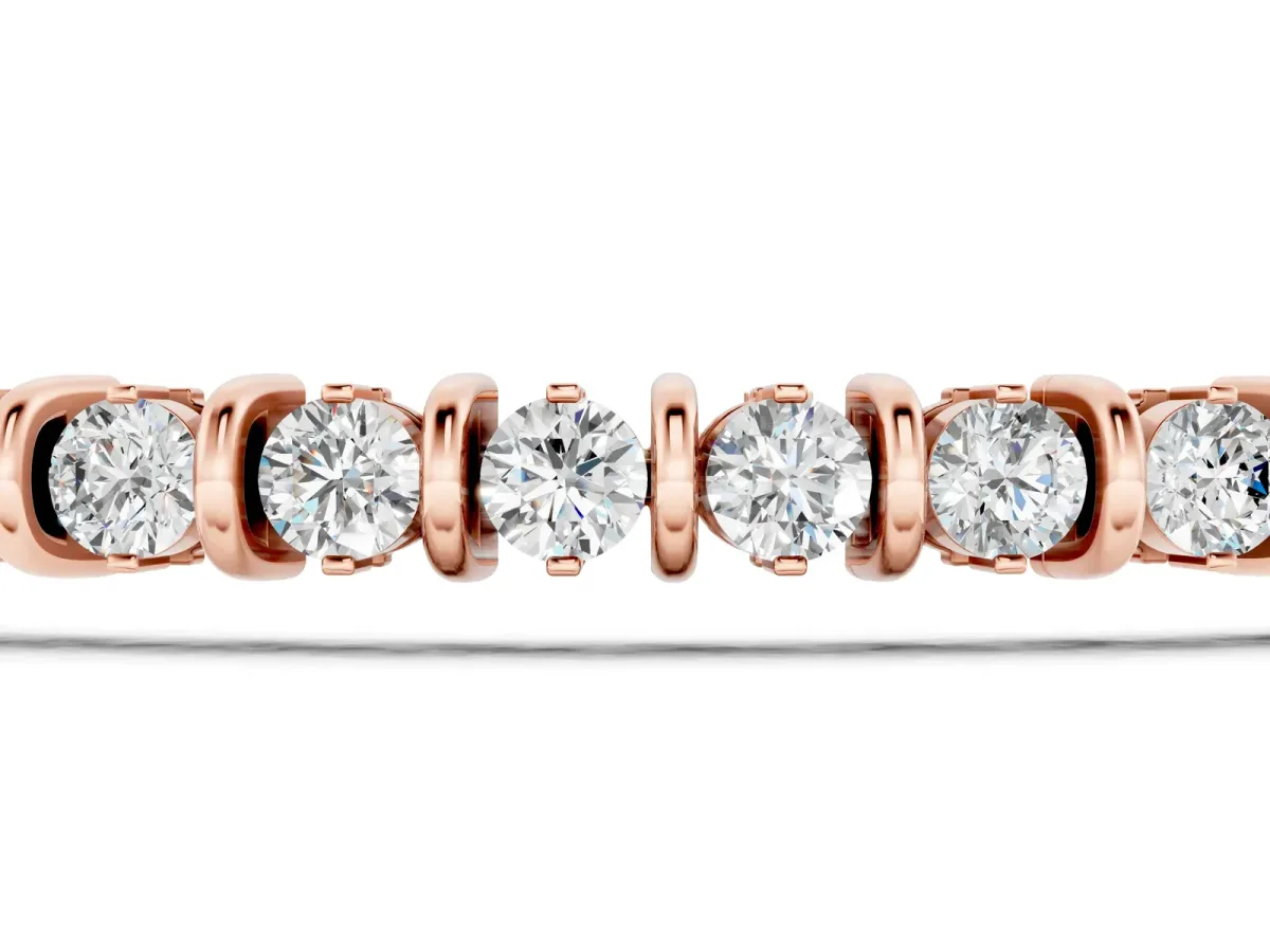 Round Diamond Tennis Bracelet with Channel Setting and Box Clasp Rose gold