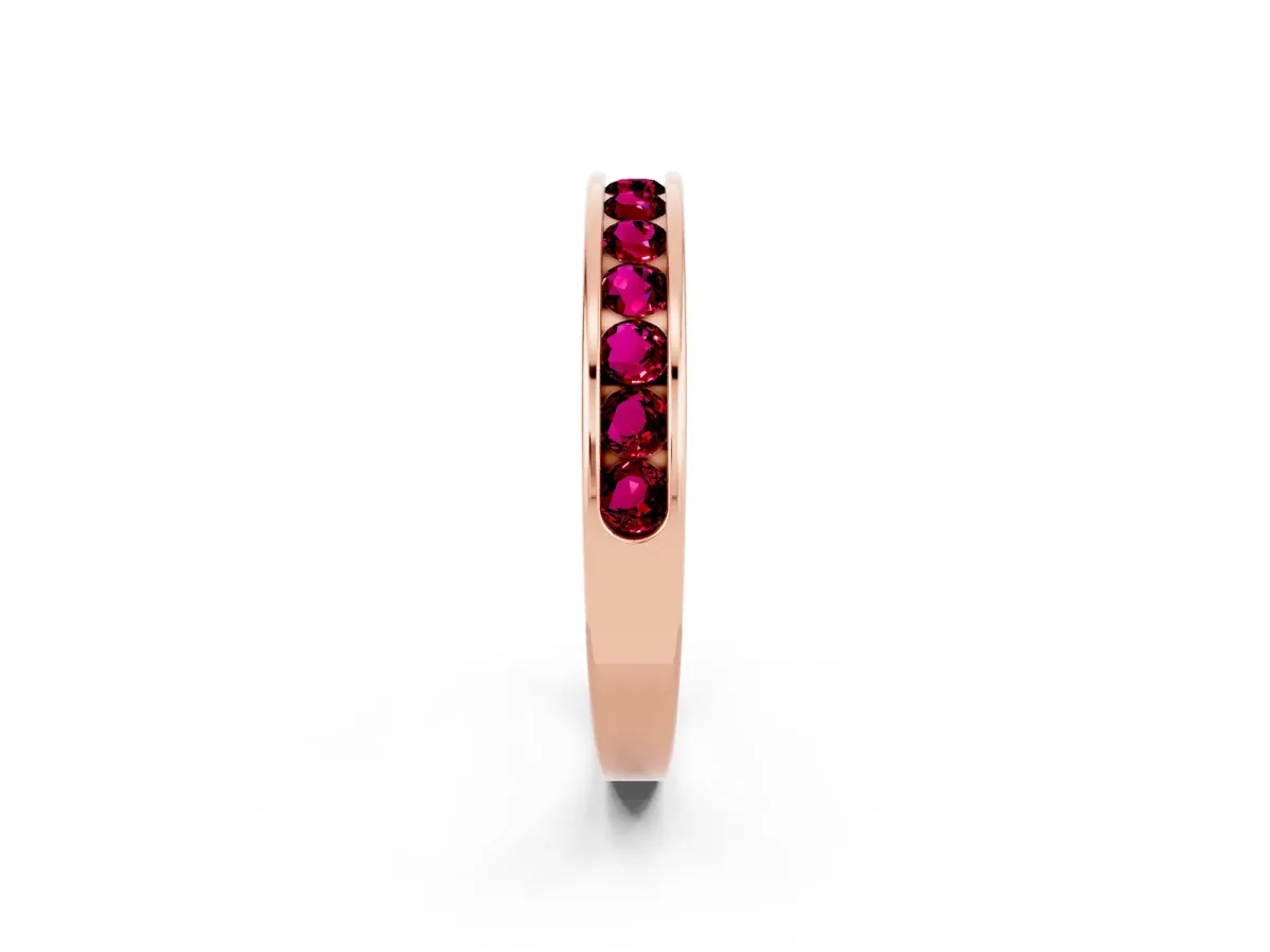 Channel Set Round Garnet Eternity Band Rose gold
