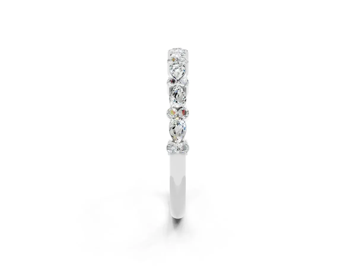 Pear and Round Moissanite Wedding Band White gold
