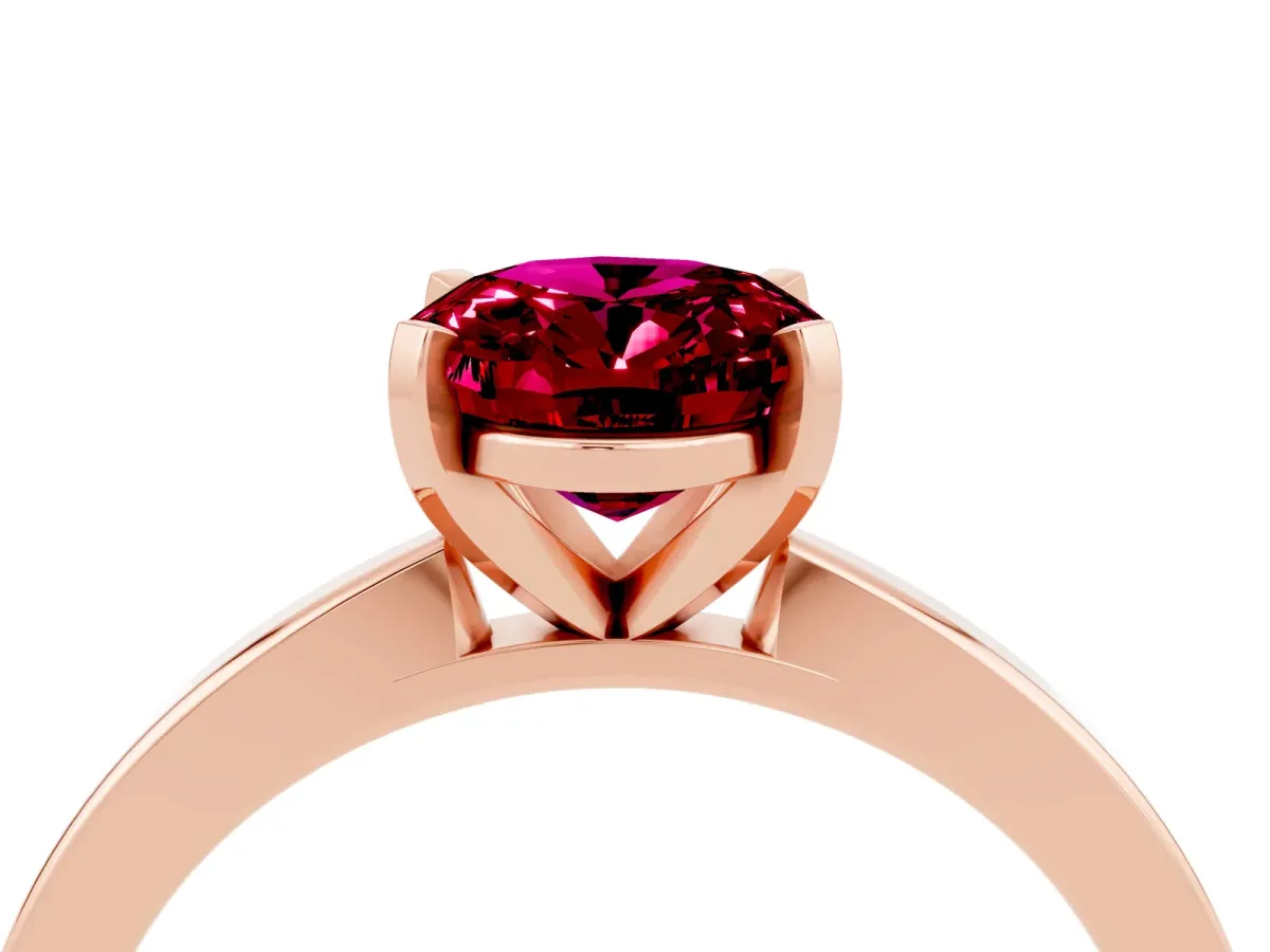 Oval Cut Garnet Solitaire Engagement Ring with Classic Band and Four-Prong Setting Rose gold