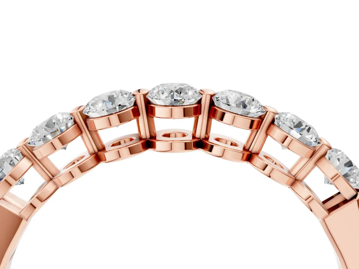 Round Cut Diamond Prong Set Half Eternity Band Rose gold