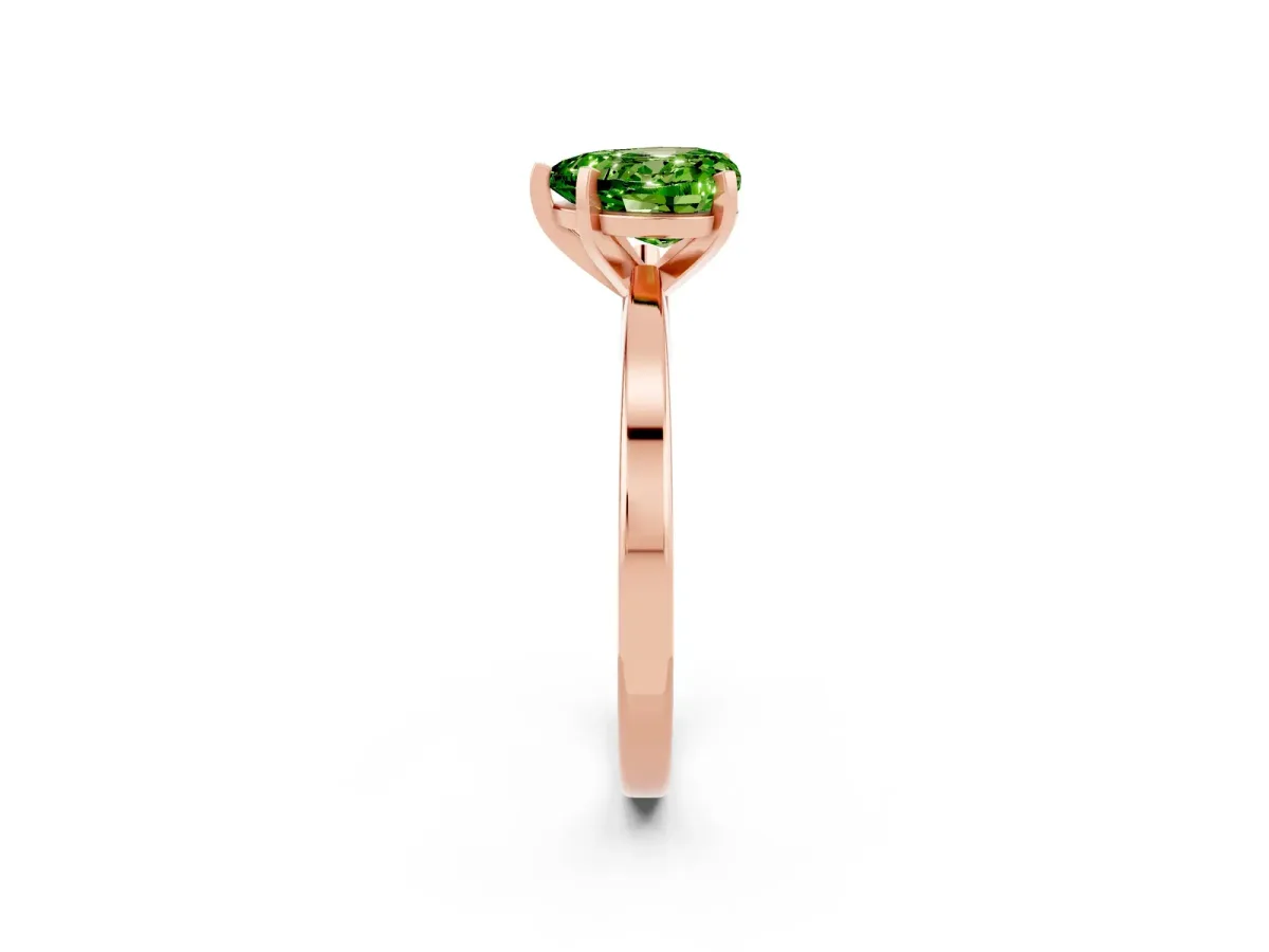 Heart Cut Peridot Solitaire Engagement Ring with Classic Band and Four-Prong Setting Rose gold
