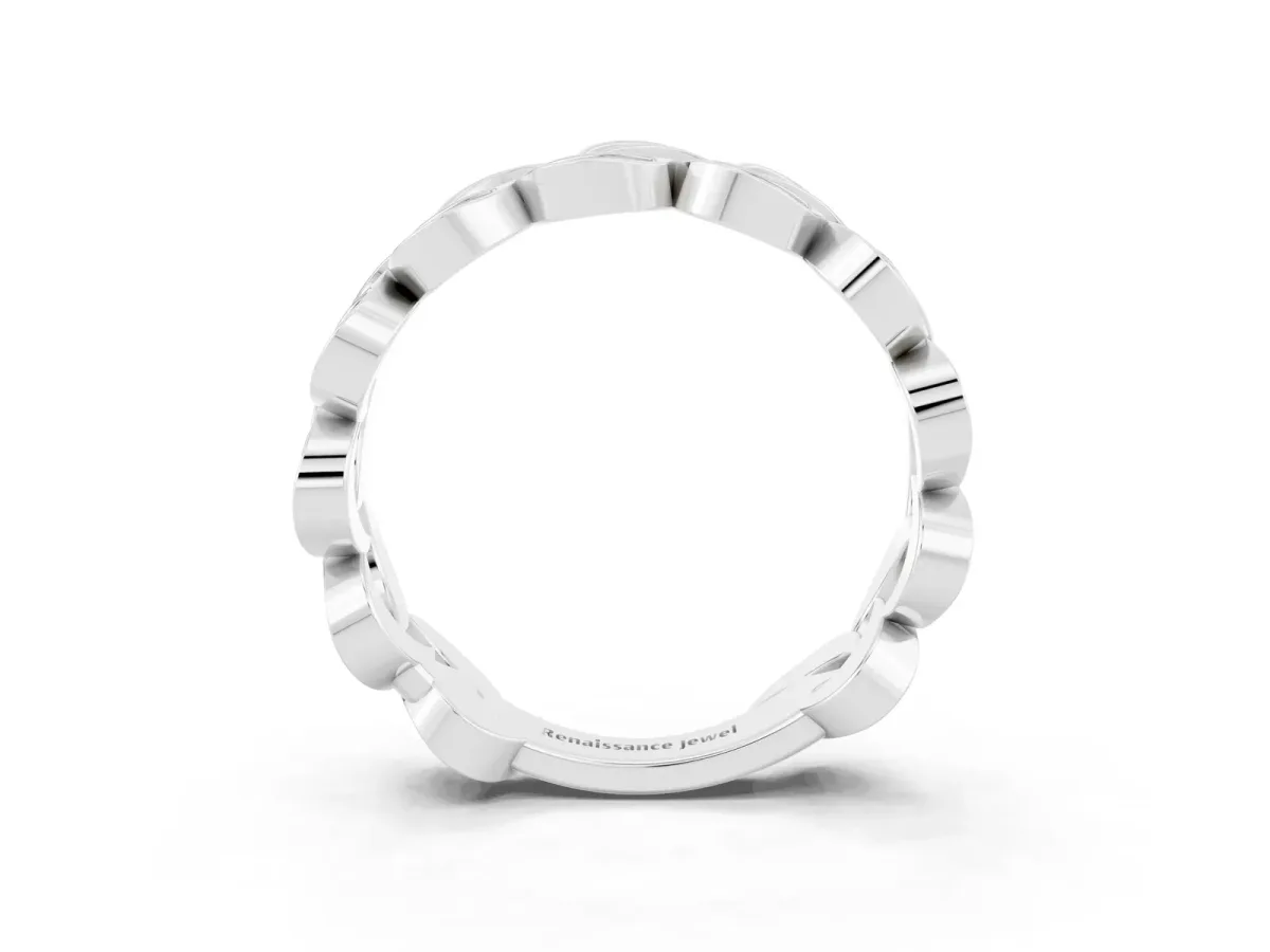 Pavé Round Yellow Sapphire Interlocking Eternity Band with Bezel Prong Setting White gold