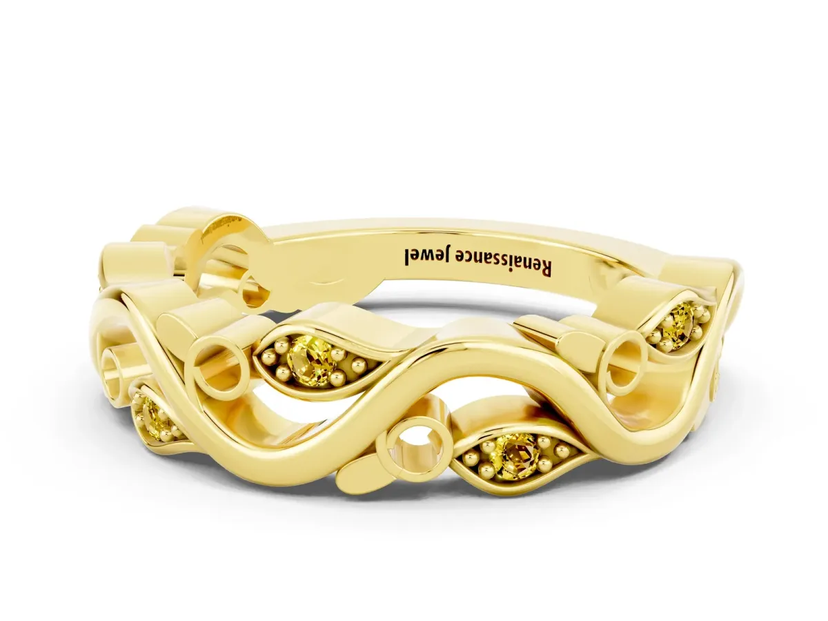 Marquise Yellow Sapphire Vine Eternity Band with Bezel Setting Yellow gold