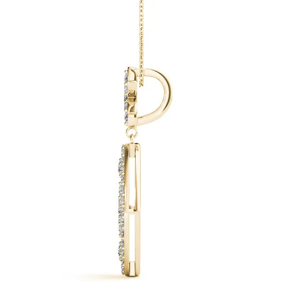 Pavé Marquise Pendant with Floral Prong Setting Yellow gold