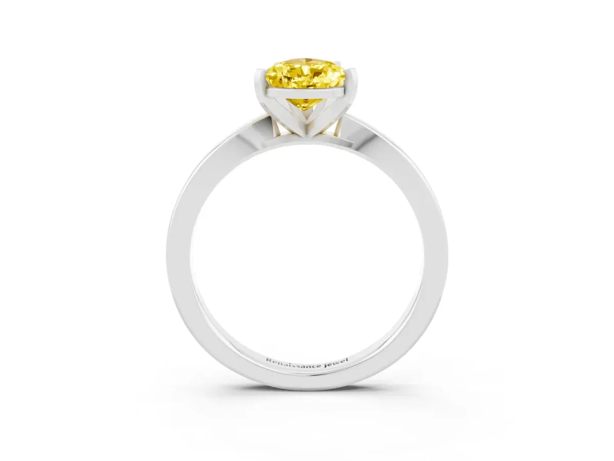 Pear Cut Yellow Sapphire Solitaire Engagement Ring with Classic Band and Four-Prong Setting Platinum