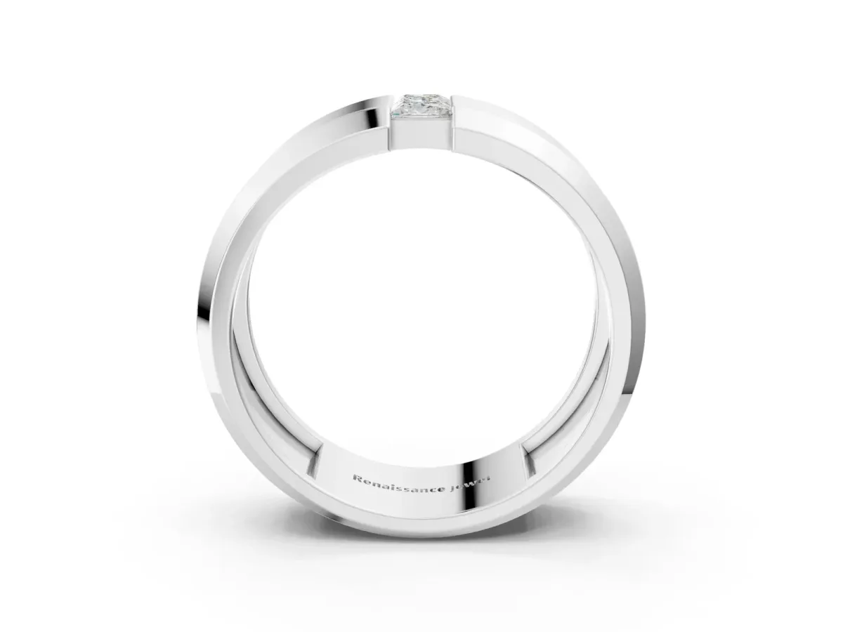 Princess Diamond Two-Stone Mens Band White gold