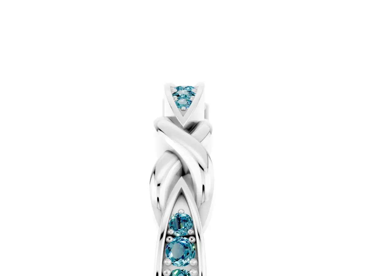 Twisted Marquise Blue Topaz Pavé Band with Shared Prong Setting Silver