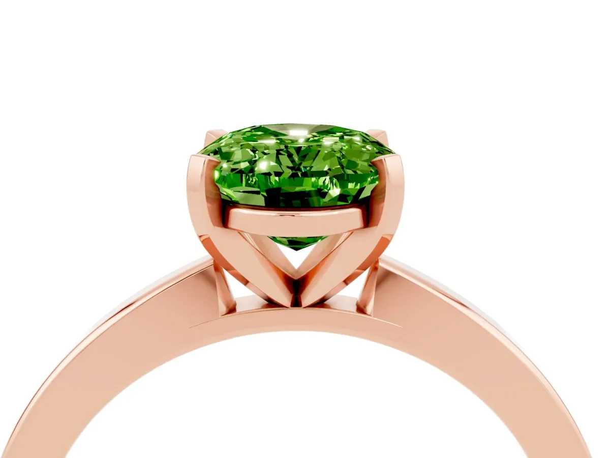 Oval Cut Peridot Solitaire Engagement Ring with Classic Band and Four-Prong Setting Rose gold