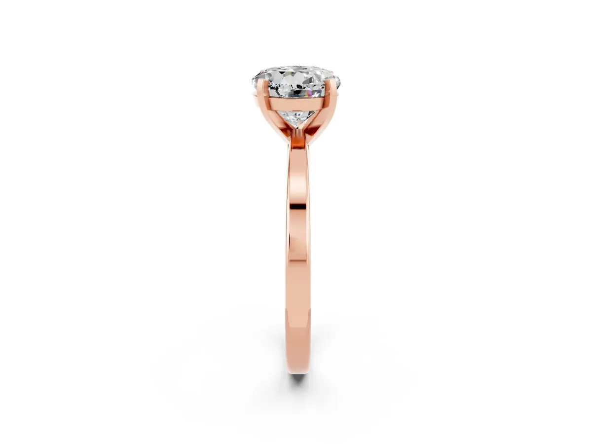 Round Cut Moissanite Solitaire Engagement Ring with Classic Band and Four-Prong Setting Rose gold