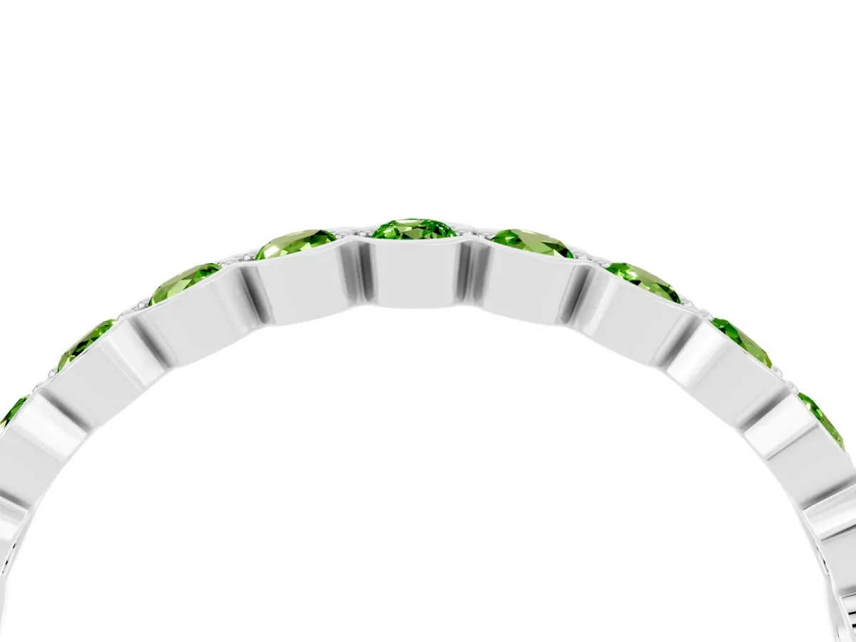 Round Peridot Bezel Set Eternity Band Platinum