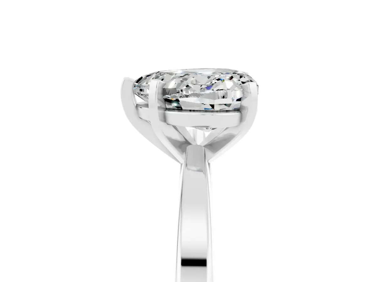Heart Cut Moissanite Solitaire Engagement Ring with Classic Band and Four-Prong Setting Silver