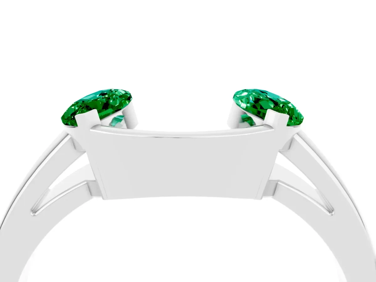 Marquise Emerald Open Band Ring with Tension Setting Platinum