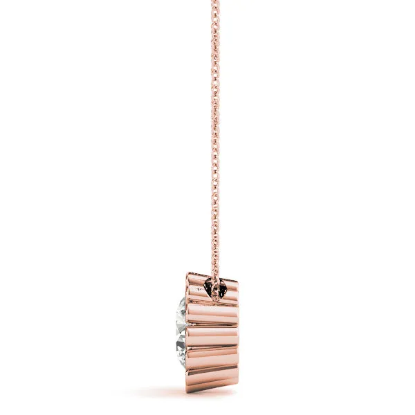 Round Diamond Flower Prong Pendant Rose gold