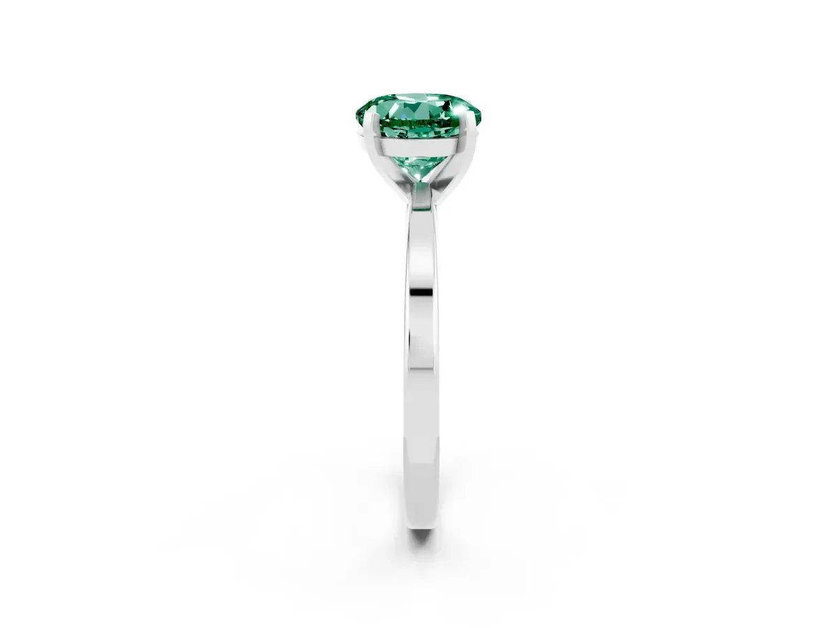 Round Cut Green Sapphire Solitaire Engagement Ring with Classic Band and Four-Prong Setting Platinum