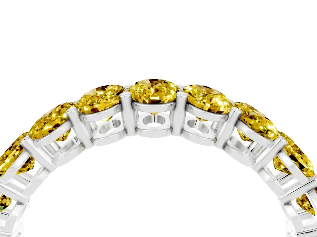 Oval Cut Yellow Sapphire Eternity Band with Shared Prong Setting Silver