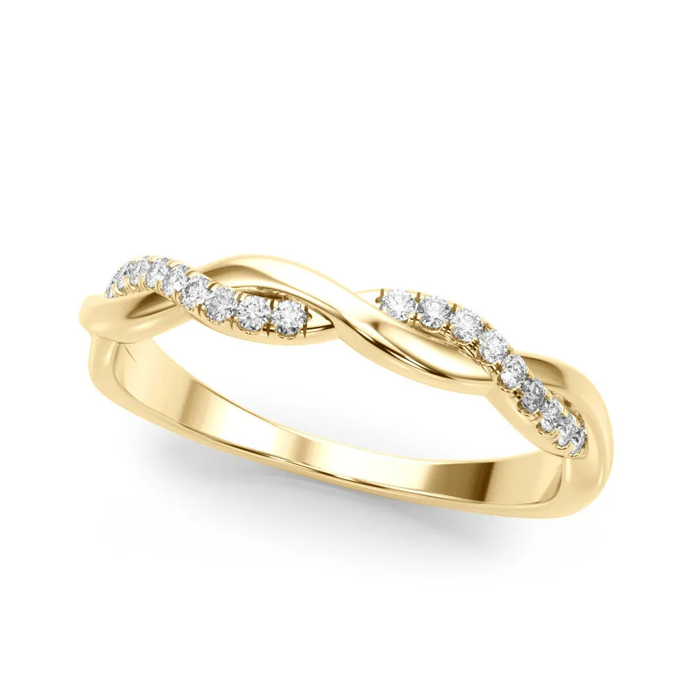 Twisted Pave Round Diamond Infinity Band with Channel Setting Yellow gold