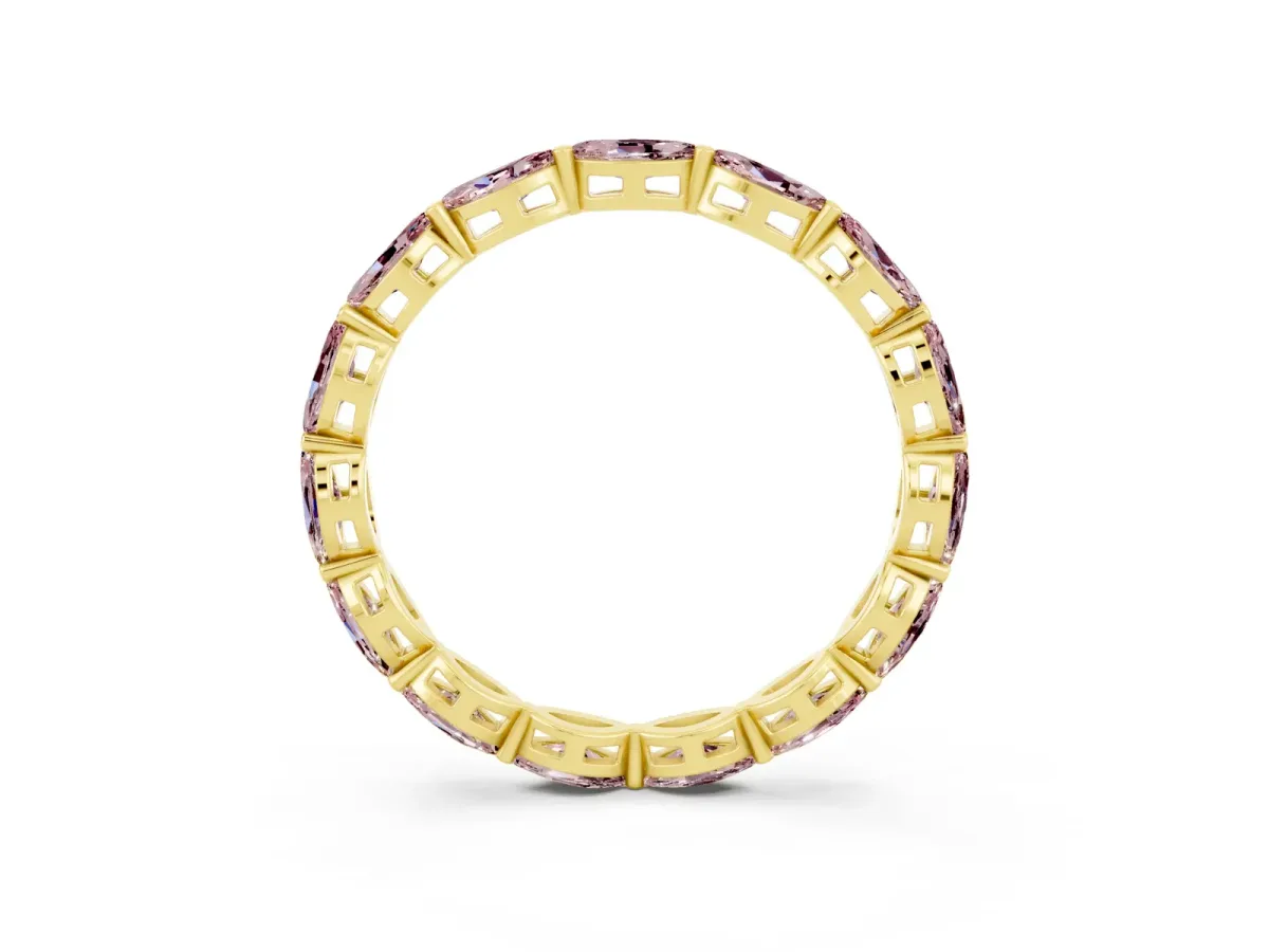 Marquise Morganite Eternity Band with U-Prong Setting Yellow gold