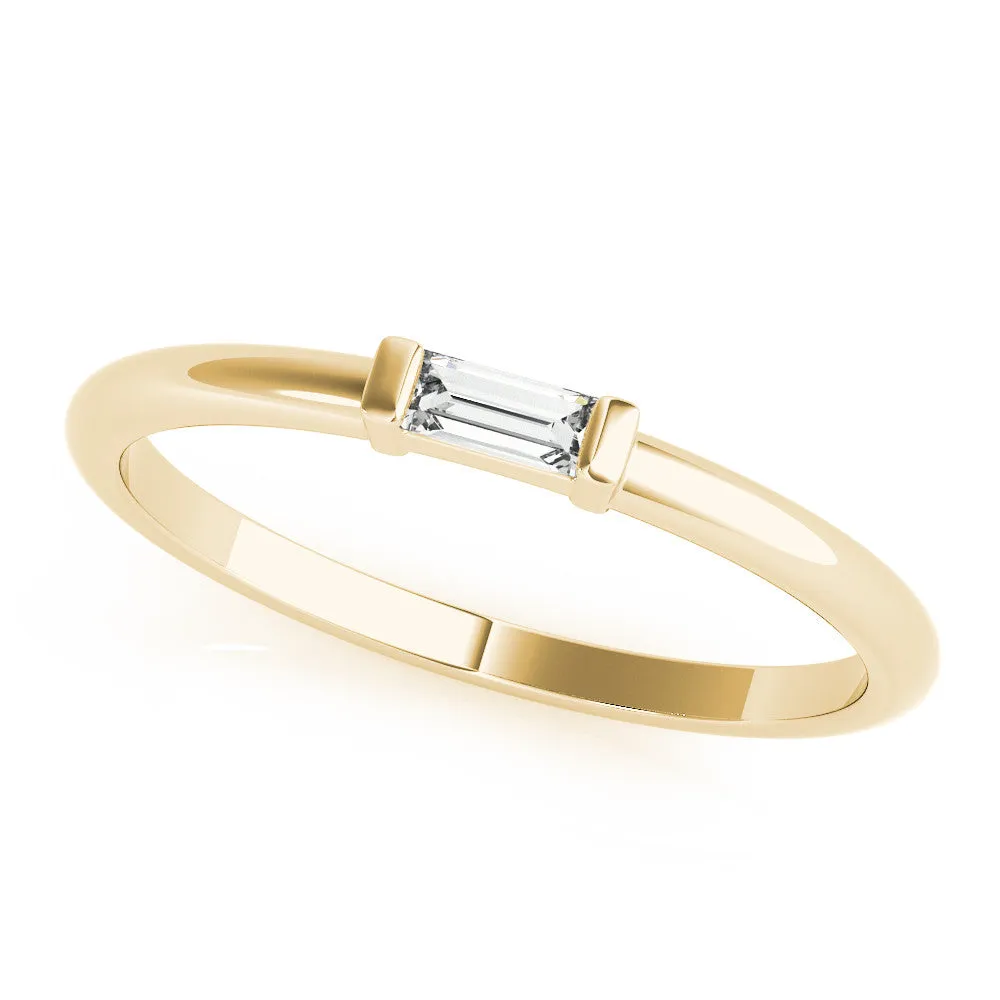 Baguette Solitaire Bar-Set Minimalist Band Yellow gold