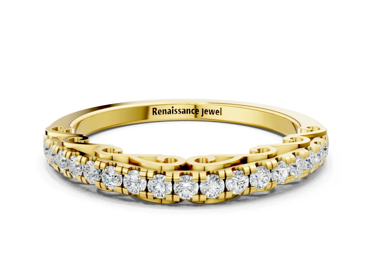 Round Cut Diamond Prong Set Eternity Band Yellow gold