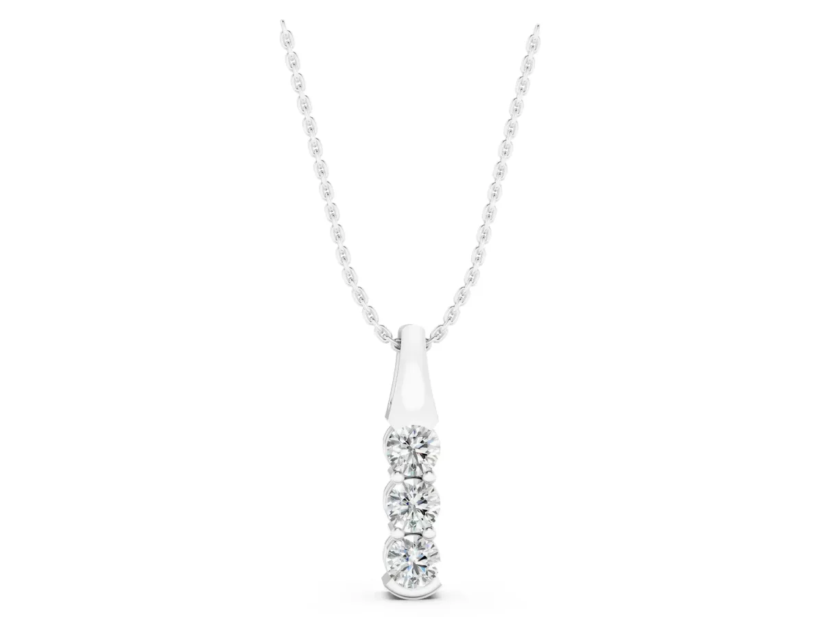 Four-Stone Round Diamond Channel-Set Pendant Silver
