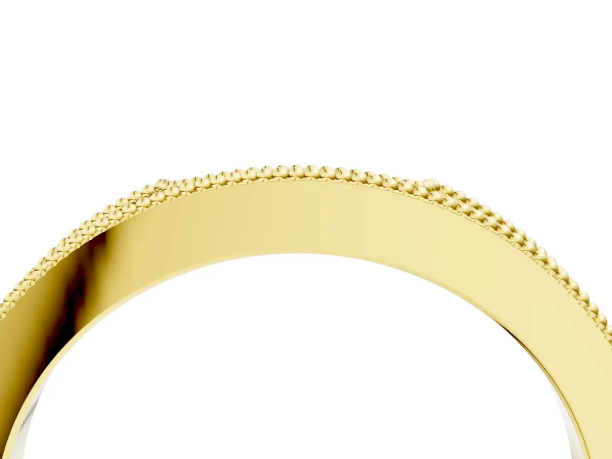 Round Cut Pavé Diamond Contour Band with Milgrain Detailing Yellow gold