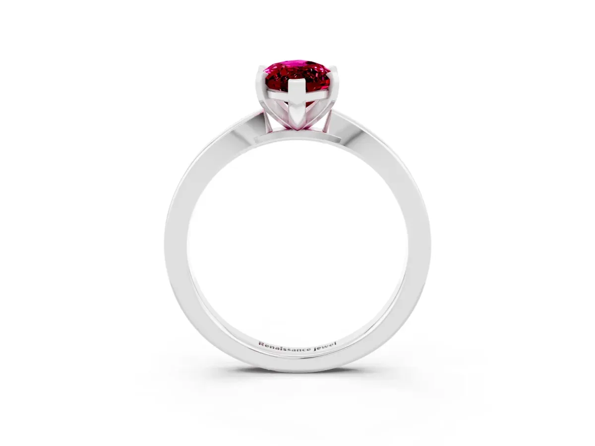 Marquise Cut Garnet Solitaire Engagement Ring with Classic Band and Four-Prong Setting Platinum