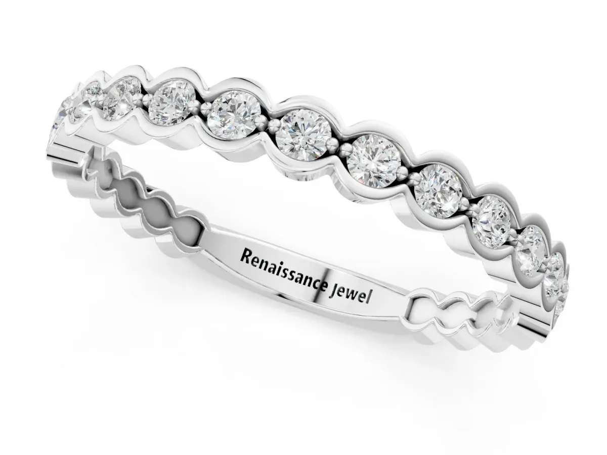 Round Diamond Bezel Set Eternity Band Silver