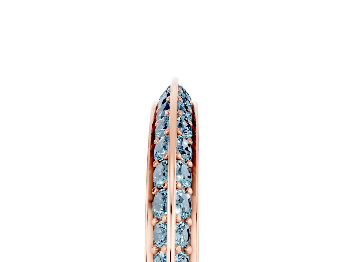 Double Row Pavé Round Aquamarine Eternity Band with Channel Setting Rose gold