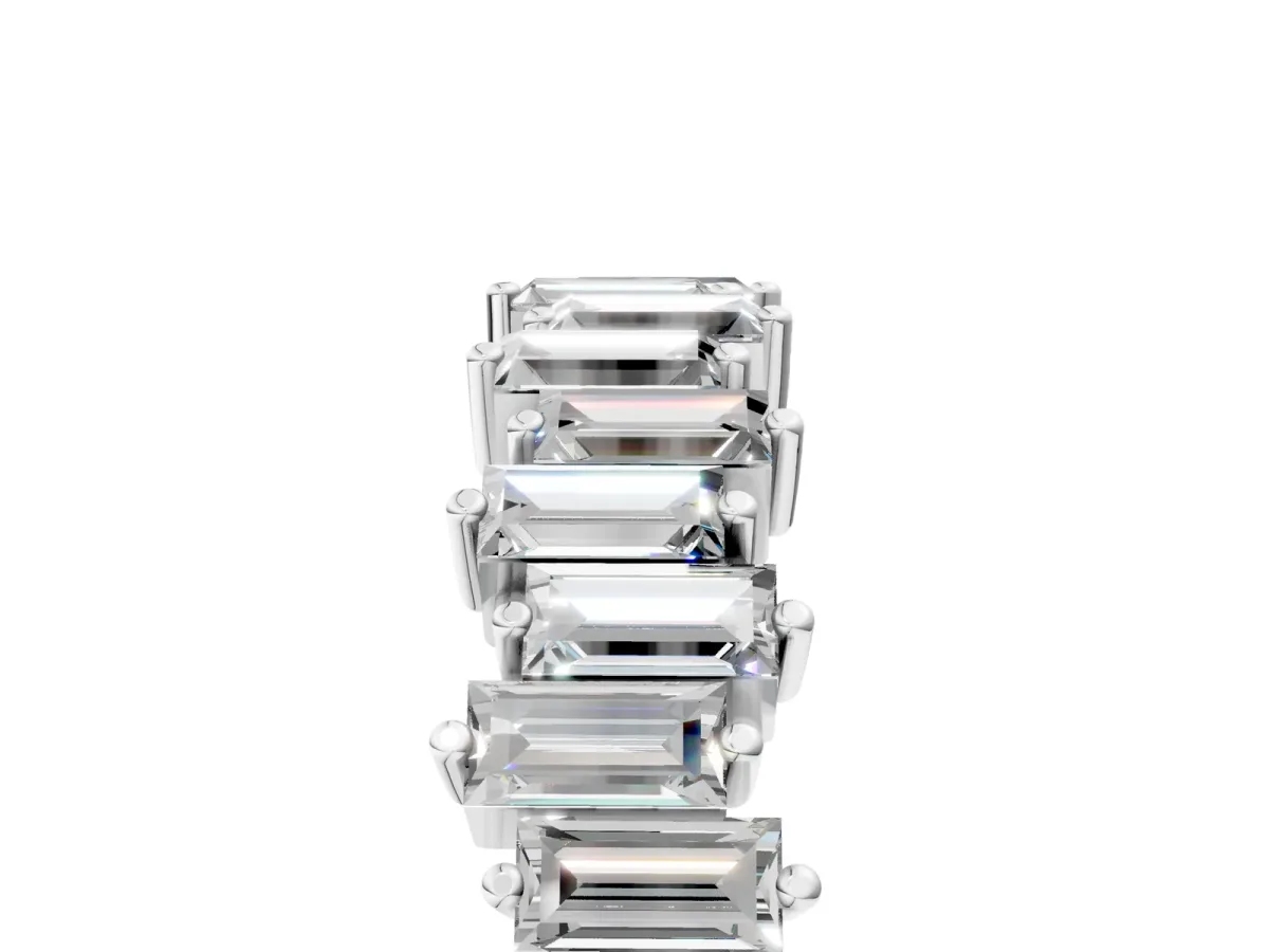 Baguette Diamond Half Eternity Ring with Prong Setting White gold