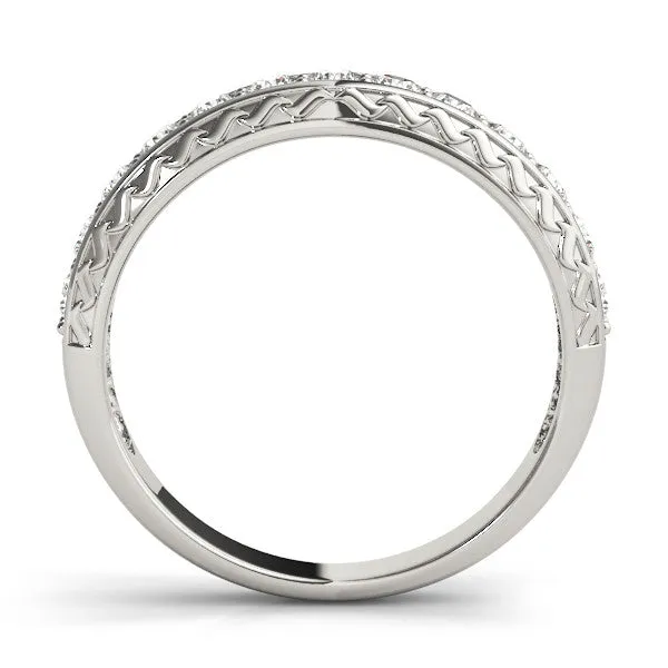 Round Diamond Channel Set Milgrain Eternity Band White gold