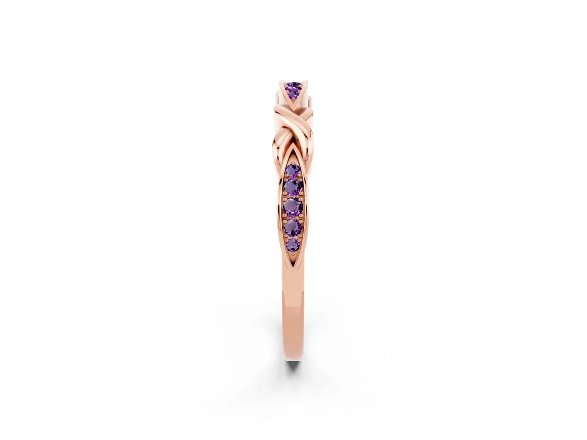 Twisted Marquise Amethyst Pavé Band with Shared Prong Setting Rose gold