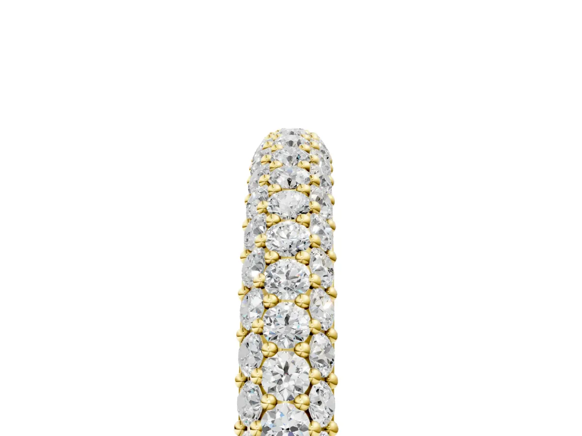 Round Diamond Pave Set White Gold Eternity Band Yellow gold